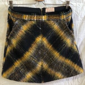 Yellow and Black Mohair Fall Mini Skirt